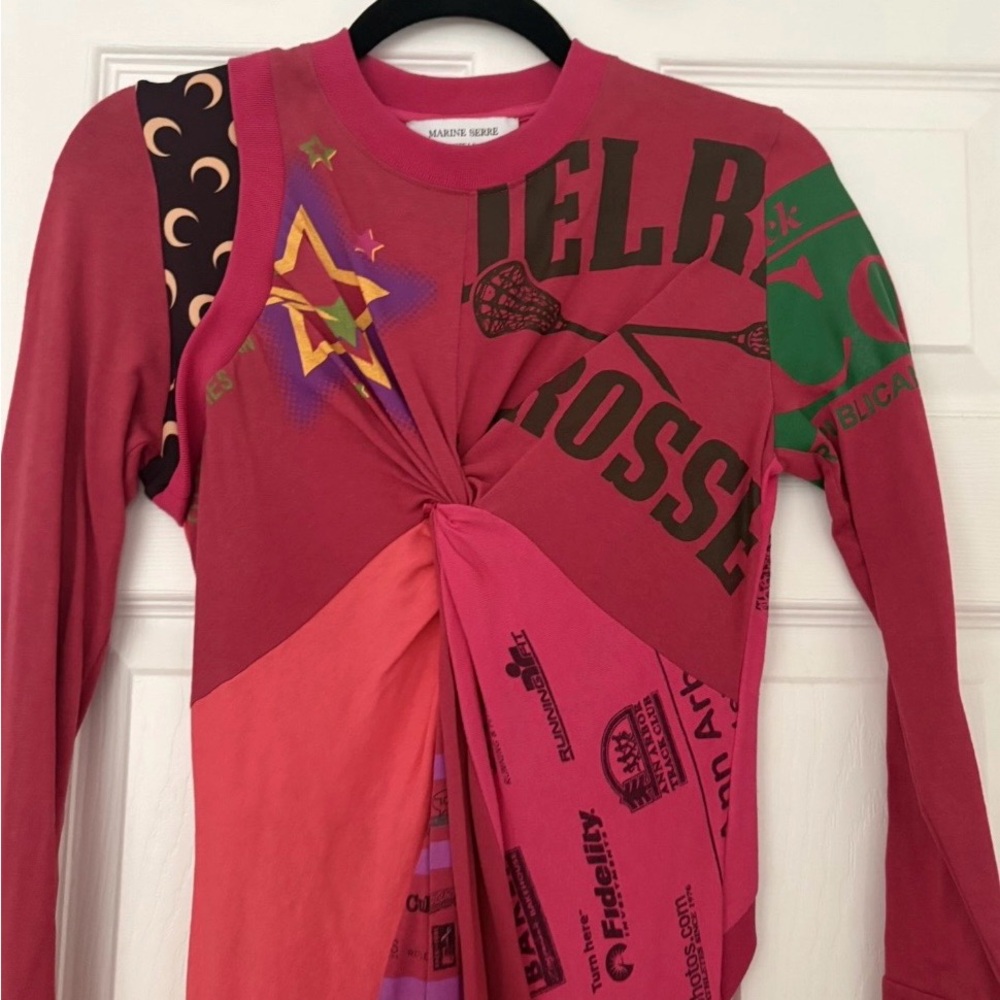 Marine Serre regenerated upcycled patchwork Long … - image 2